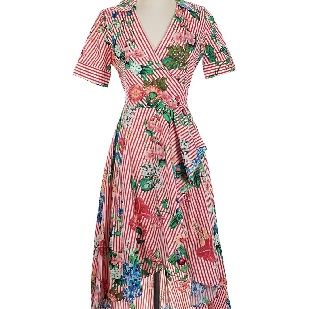 Calvin Klein wrap dress, high low.